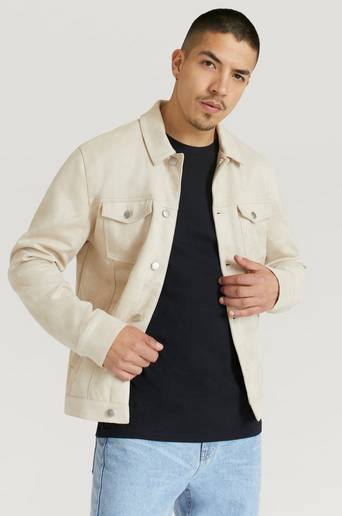 Studio Total Jacka Fake Suede Trucker Jacket Beige