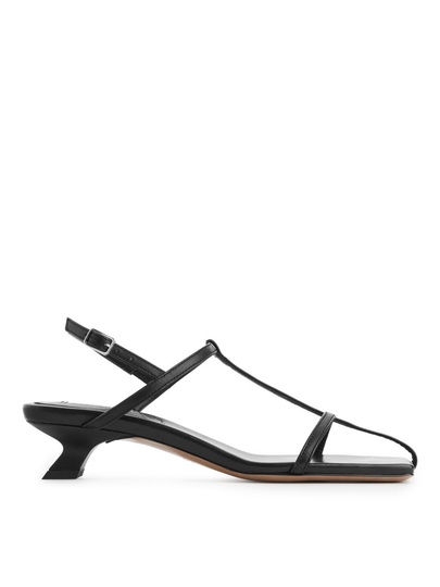 Leather Strap Sandals - Black