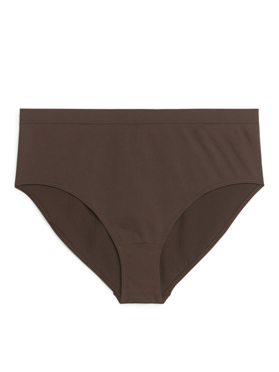 High Waist Seamless Briefs - Brown