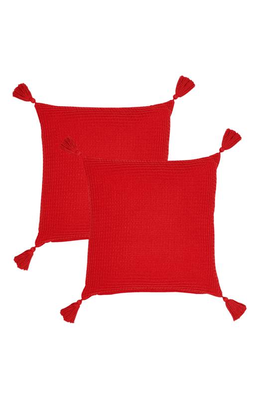 Cellbes Kuddfodral våffla 2-Pack Röd