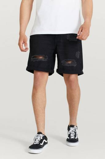 William Baxter Jeansshorts Ripped Denim Shorts Svart