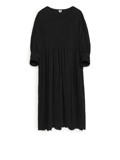 Crinkle Wide-Fit Dress - Black