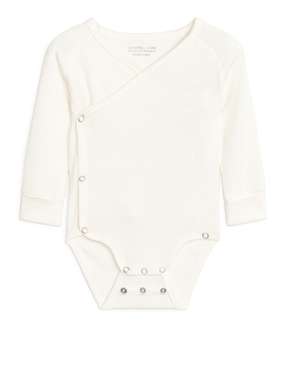 Cotton Lyocell Wrap Bodysuit - White