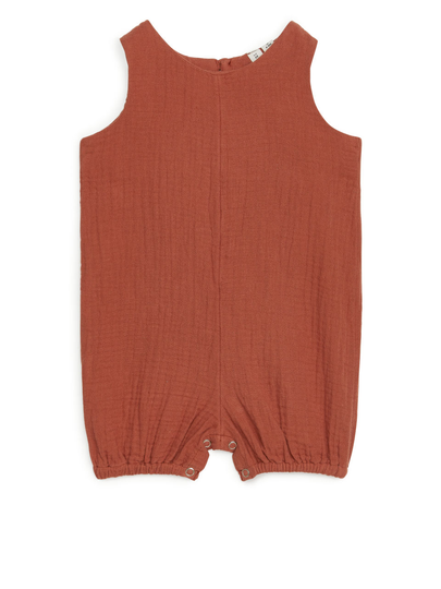 Cotton Muslin Jumpsuit - Orange