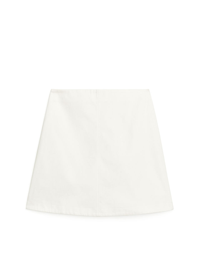 Cotton Twill Mini Skirt - White