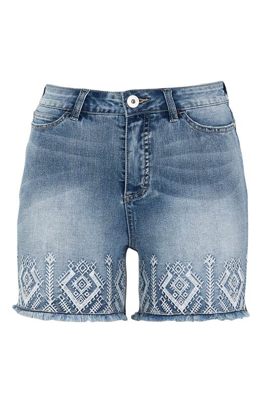 Cellbes Jeansshorts med brodyr Ljusblå Denim