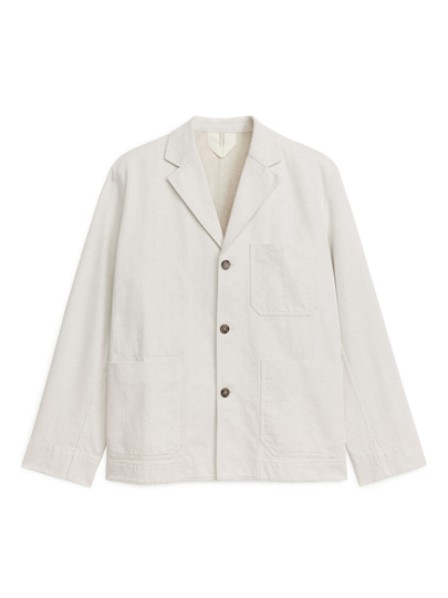 Relaxed Cotton-Linen Blazer - Beige