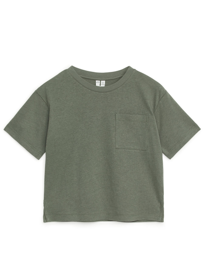 Loose Fit Linnen Blend T-Shirt - Grey