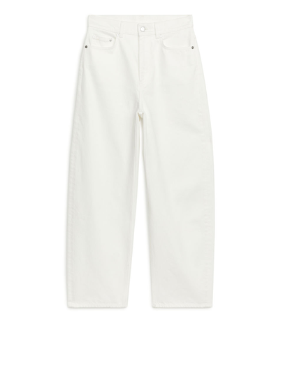 BARREL LEG Non-Stretch Jeans - White