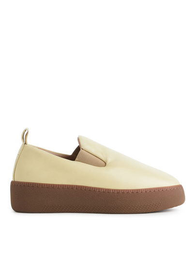 Platform Leather Slip-Ons - Yellow