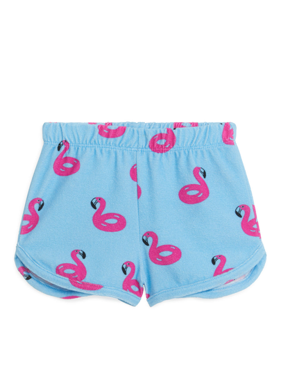 Print Towelling Shorts - Blue