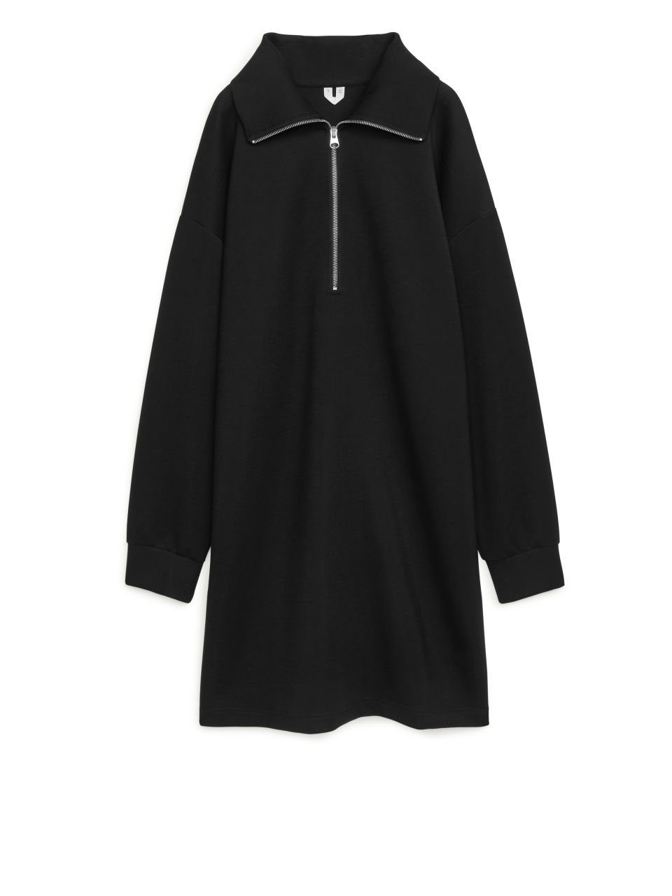 Half Zip Jersey Dress - Black