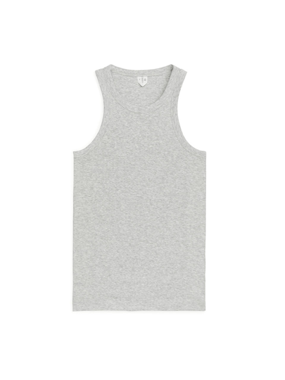 Ribbed Racer Tank - Grey