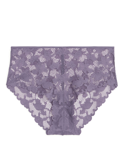 High-Waist Lace Briefs - Purple
