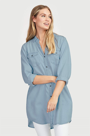 Lång denimskjorta