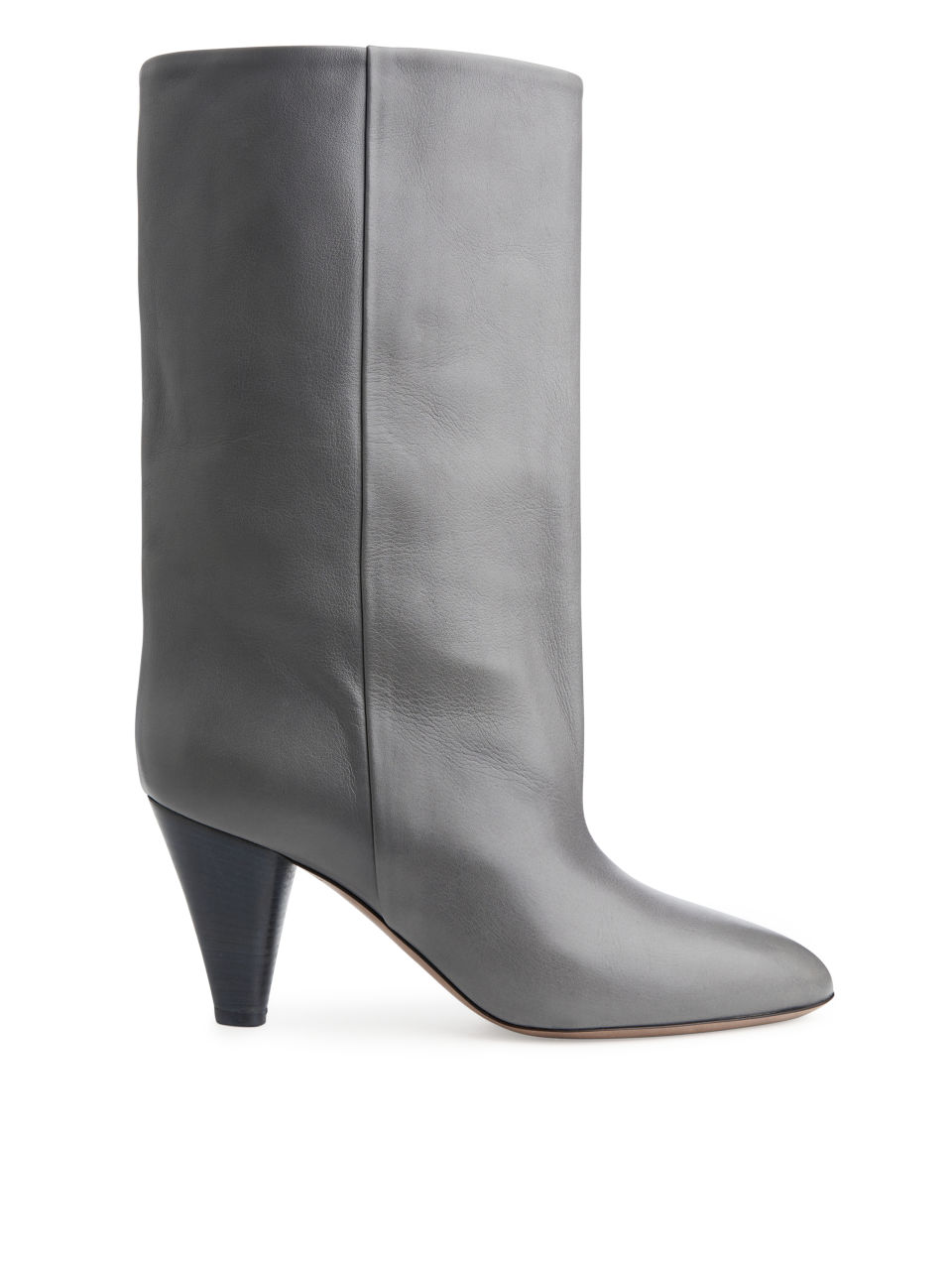 Mid-High Wide-Shaft Boots - Grey