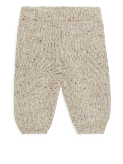 Knitted Wool Blend Trousers - Beige