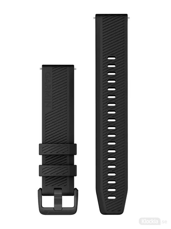 Garmin Armband 20mm med snäppspänne Svart med spännen i rostfritt stål