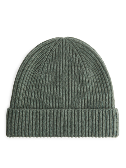 Rib-Knit Wool Beanie - Green