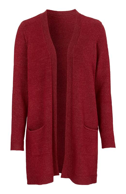 Cellbes Lång cardigan med fickor Vinröd Melange