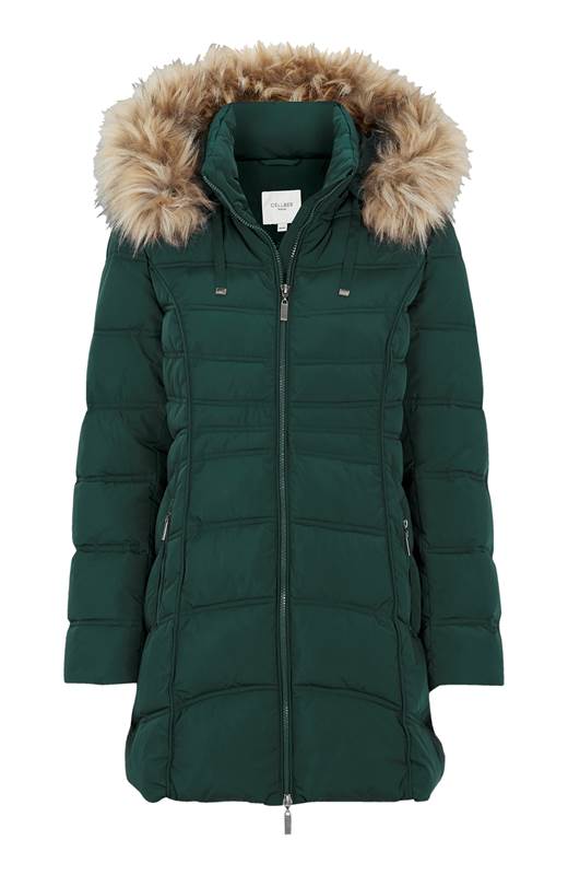 Cellbes Varmfodrad parkas med avtagbar huva Mörkgrön