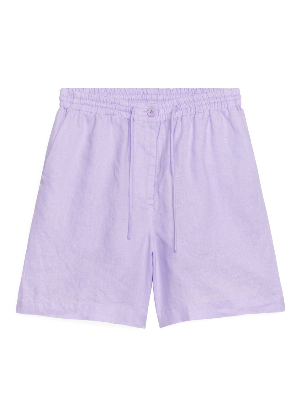 Linen Drawstring Shorts - Purple