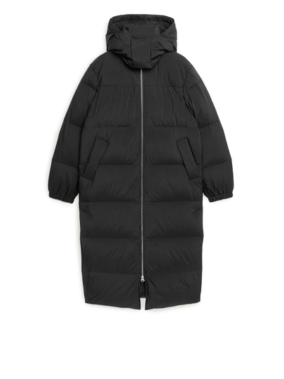 Long Down Puffer Coat - Black