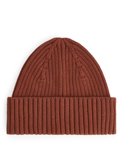 Rib Knit Beanie - Orange