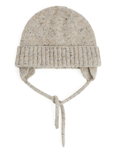 Wool Alpaca Earflap Beanie - Beige