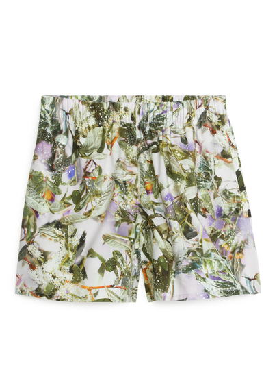 Print Cotton Shorts - Blue
