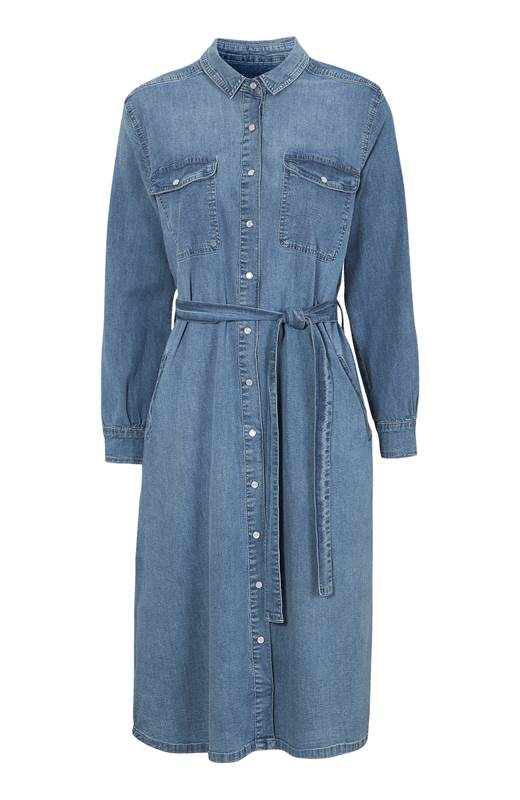 Cellbes Denimklänning med tryckknappar Ljusblå Denim