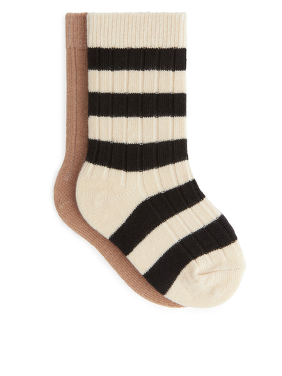 Ribbed Baby Socks, 2 Pairs - Orange