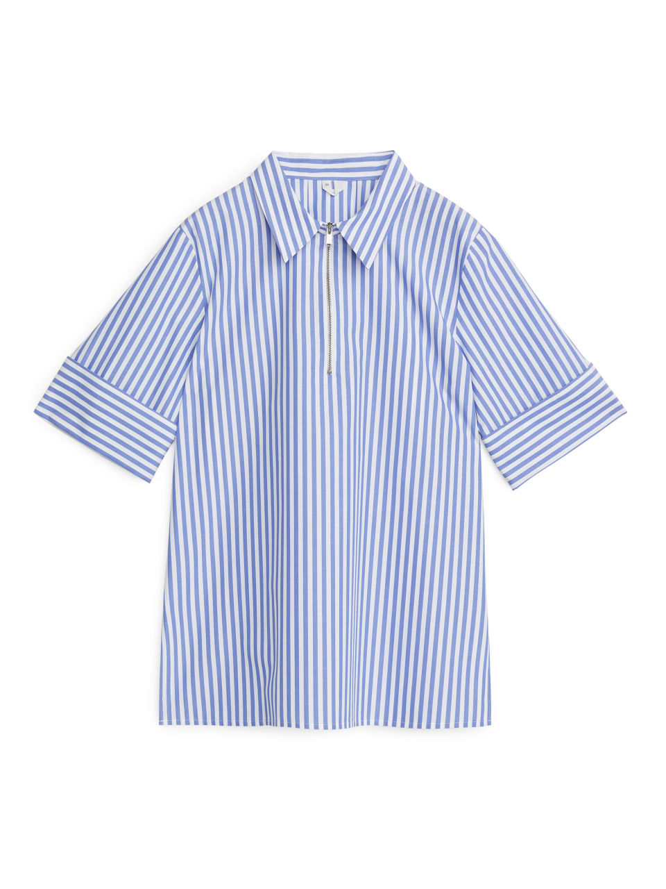 Half-Zip Cotton Top - Blue