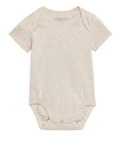 Short Sleeve Bodysuit - Beige