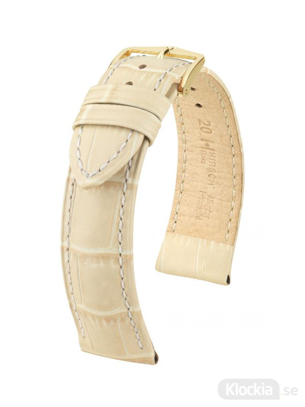 Klockarmband Hirch Duke 12mm Medium Beige-Guld