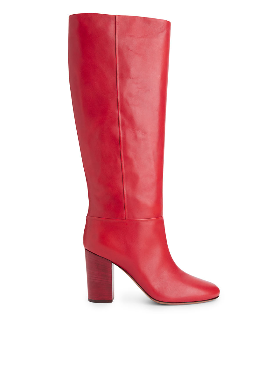 High-Heel Leather Boots - Red