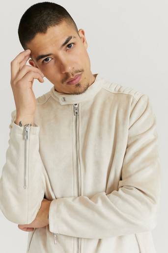 William Baxter Jacka Fake Suede Racer Jacket Beige