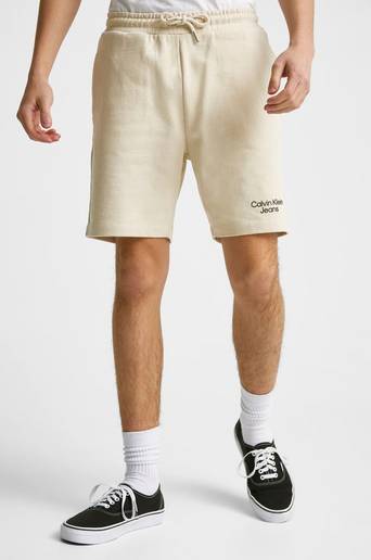 Calvin Klein Shorts Stacked Logo Relaxed Shorts Beige