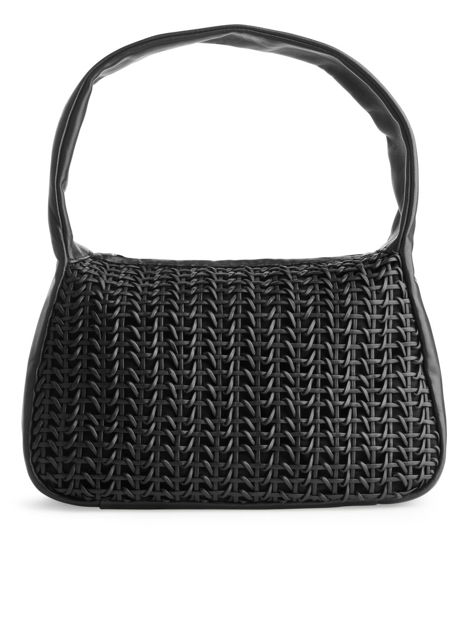 Woven Leather Bag - Black