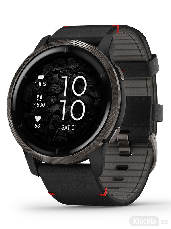 Garmin Venu 2 - Svart med läderarmband 010-02430-21 Pulsklocka