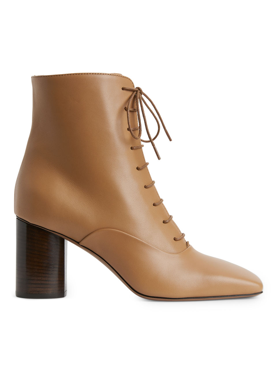 Lace-Up Leather Boots - Orange