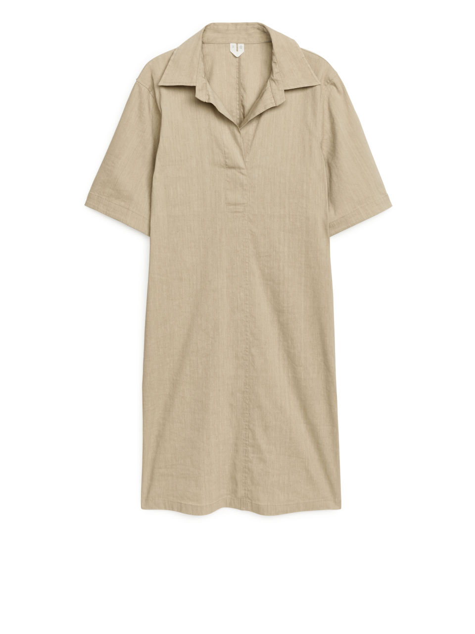 Linen Blend Resort Dress - Beige