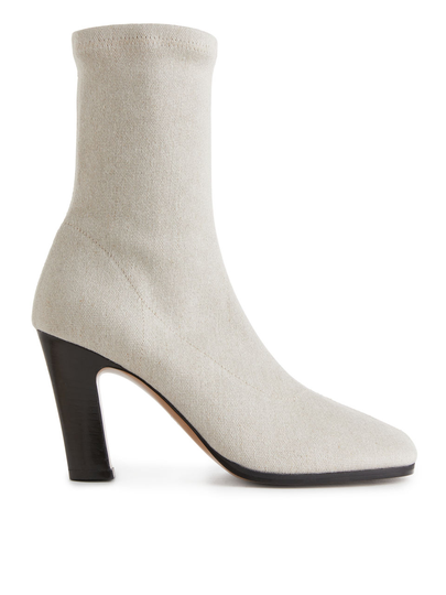 Linen Sock Boots - Beige