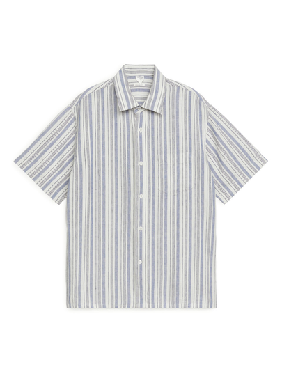 Short-Sleeved Linen Shirt - Blue