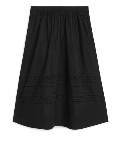 A-Line Broderie Anglaise Skirt - Black