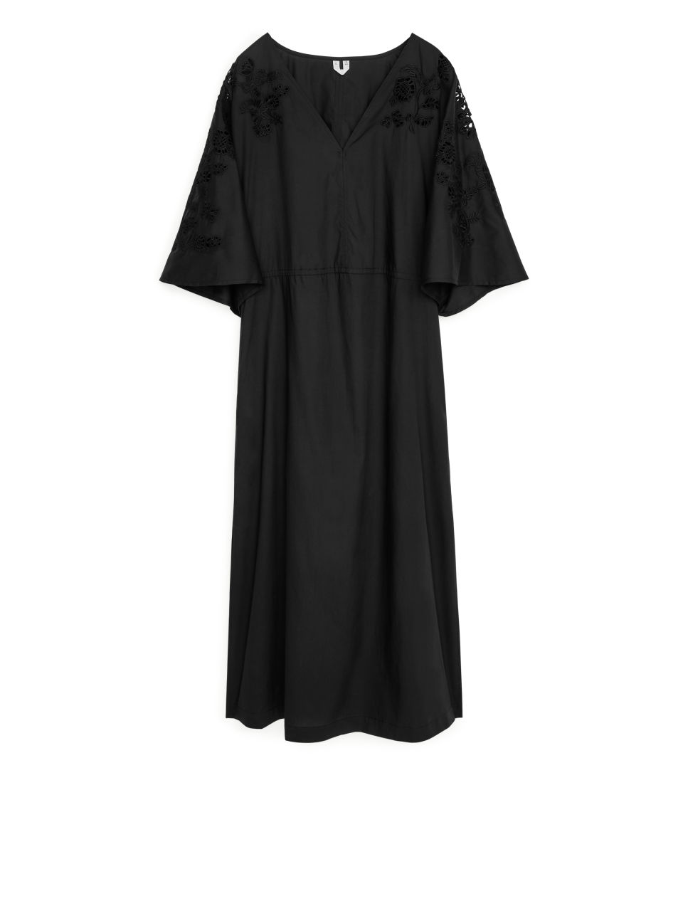 Long Broderie Anglaise Dress - Black