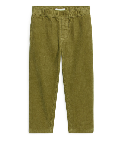 Tapered Linen Blend Trousers - Green