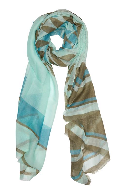 Soyaconcept Scarf Panita Turkos Mönstrad