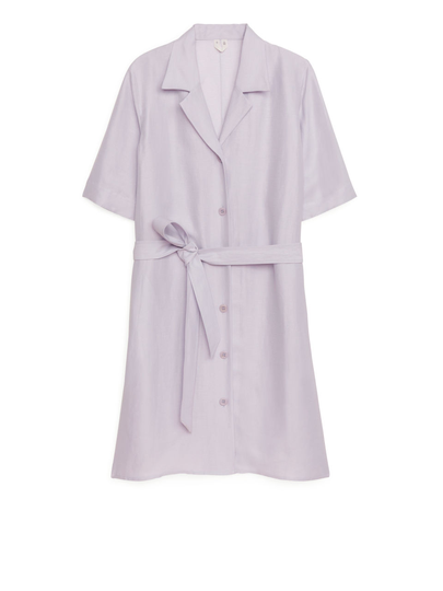 Viscose Linen Resort Dress - Purple