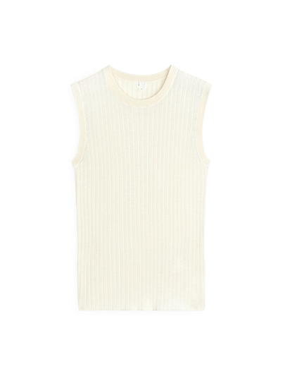 Silk Cotton Knitted Top - White